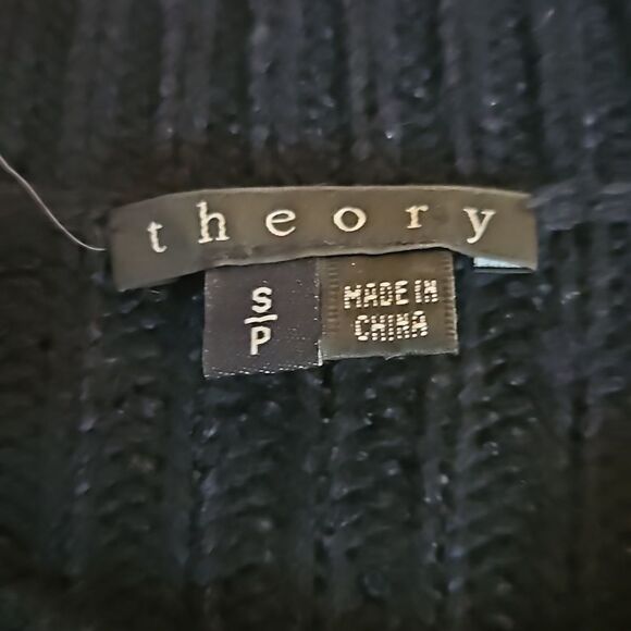Theory Komon Sparkler black & cream wool/silk blend sweater size Small - Picture 8 of 12